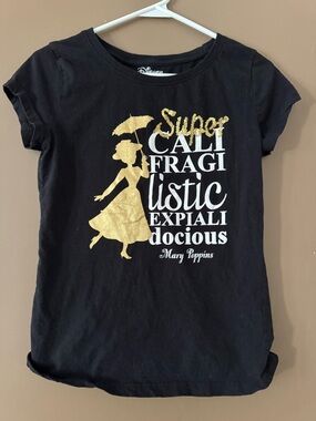 Disney Black Tee with Gold Mary Poppins Graphic